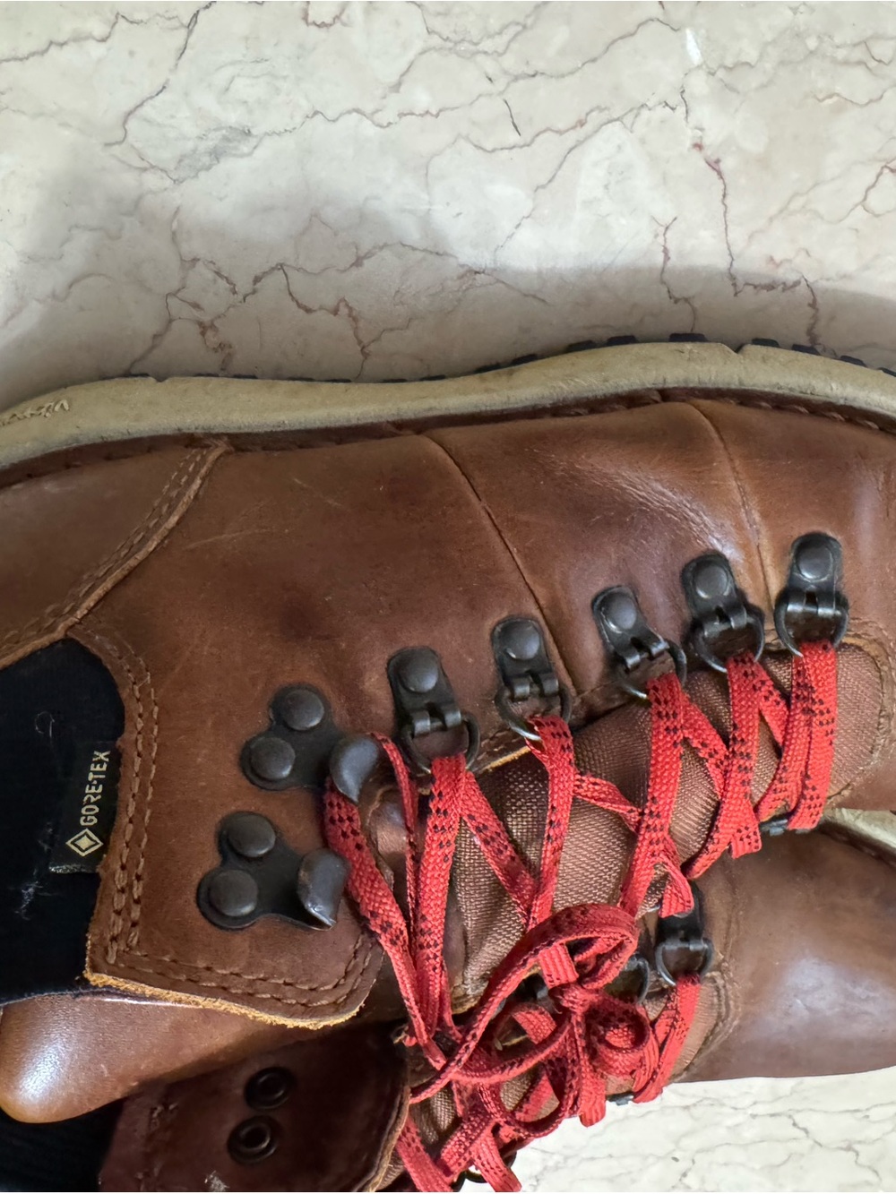 Danner Brown Leather Ankle Boots with Red Laces + extra pair laces 6.5